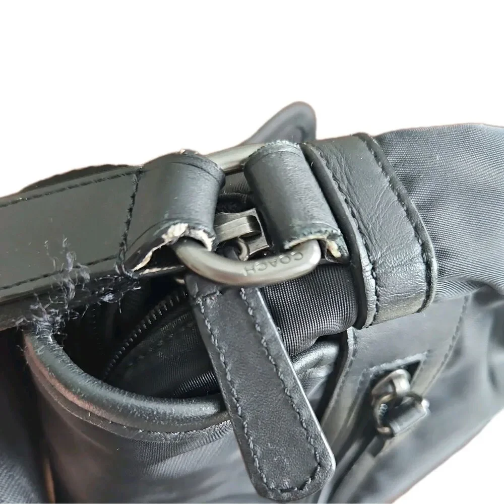 Vintage Coach Black Nylon & Leather Trim Messenger Bag - Picture 14 of 16